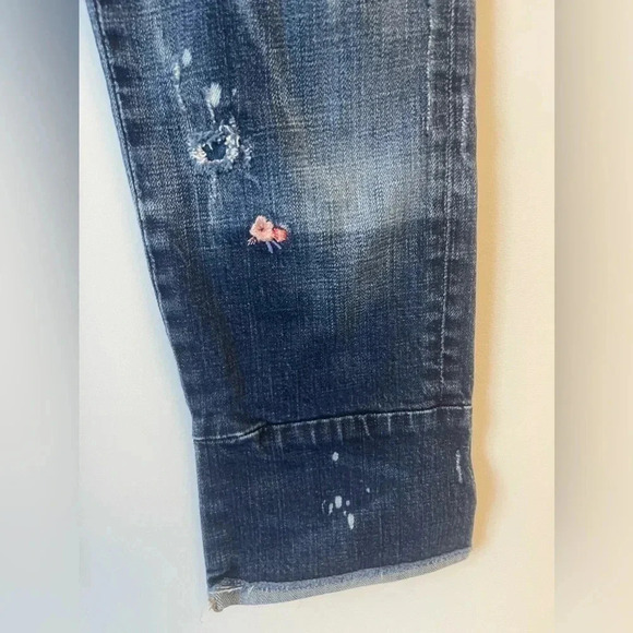 Dsquared2 y2k embroidered  floral capri blue jeans us size 2 2000s Paris hilton - Picture 12 of 14